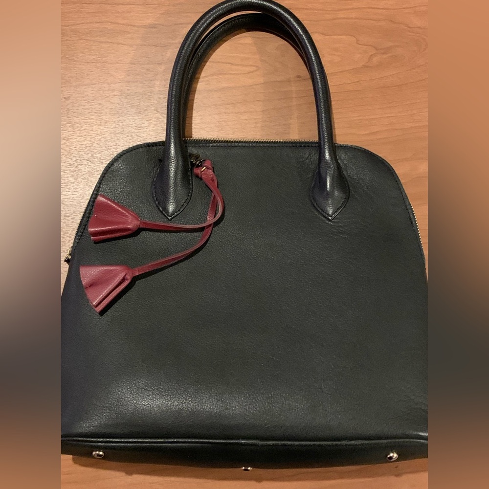 Trades of Hope Elegant Black Leather Handbag with Red Accents
